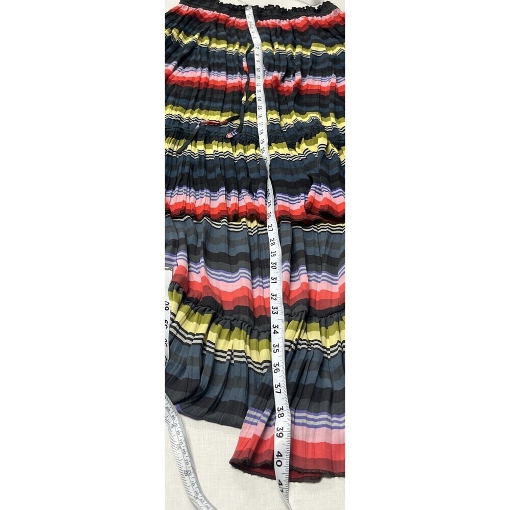 Free People Crinkle Pleat Striped High Low Multi Colored Maxi Skirt Size XS/TP - Picture 4 of 7